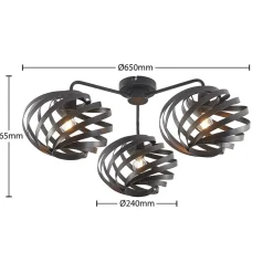 Lindby Niobano plafondlamp in zwart staal