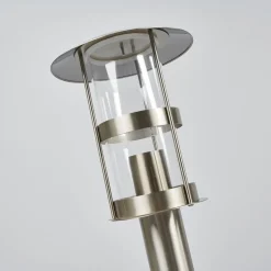 Lindby Noemi sokkellamp, grijs, roestvrij staal, 50 cm, IP44