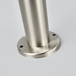 Lindby Noemi sokkellamp, grijs, roestvrij staal, 50 cm, IP44