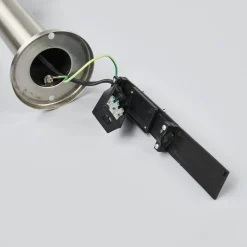 Lindby Noemi sokkellamp, grijs, roestvrij staal, 50 cm, IP44