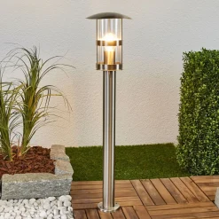 Lindby Noemi tuinpadverlichting, grijs, roestvrij staal, 80 cm, IP44