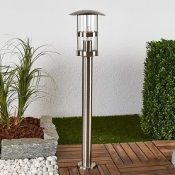 Lindby Noemi tuinpadverlichting, grijs, roestvrij staal, 80 cm, IP44