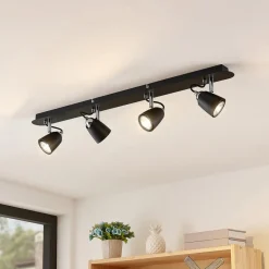 Lindby Noria plafondspot, zwart, 4-lamps