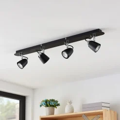 Lindby Noria plafondspot, zwart, 4-lamps