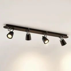 Lindby Noria plafondspot, zwart, 4-lamps
