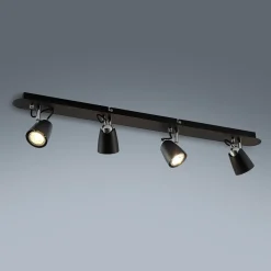 Lindby Noria plafondspot, zwart, 4-lamps