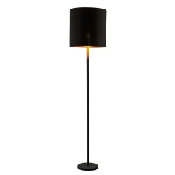 Lindby Nymar vloerlamp, stof, zwart-goud