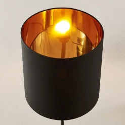 Lindby Nymar vloerlamp, stof, zwart-goud