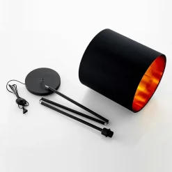 Lindby Nymar vloerlamp, stof, zwart-goud