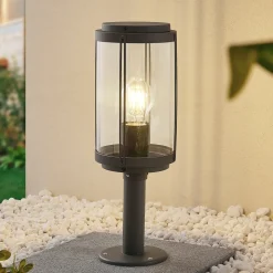 Lindby Ojali sokkellamp, rond, donkergrijs