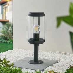 Lindby Ojali sokkellamp, rond, donkergrijs