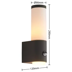 Lindby Okari buitenwandlamp met sensor, recht