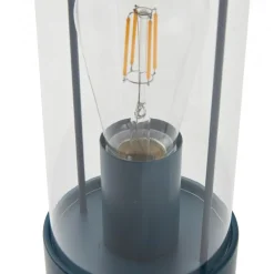 Lindby oplaadbare tafellamp Yvette, blauw, IP44, touchdimmer