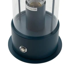Lindby oplaadbare tafellamp Yvette, blauw, IP44, touchdimmer