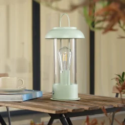 Lindby oplaadbare tafellamp Yvette, groen, IP44, touchdimmer