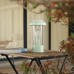 Lindby oplaadbare tafellamp Yvette, groen, IP44, touchdimmer