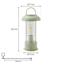 Lindby oplaadbare tafellamp Yvette, groen, IP44, touchdimmer
