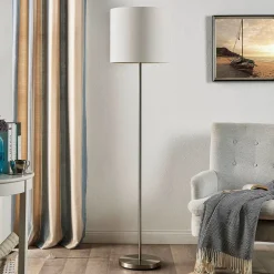 Lindby Parsa vloerlamp, wit, textiel, hoogte 167cm, E27