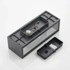 Lindby Peldar buitenwandlamp, helder, 2-lamps, 38cm, metaal