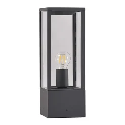 Lindby Peldar sokkellamp, hoogte 40 cm, antraciet, glas