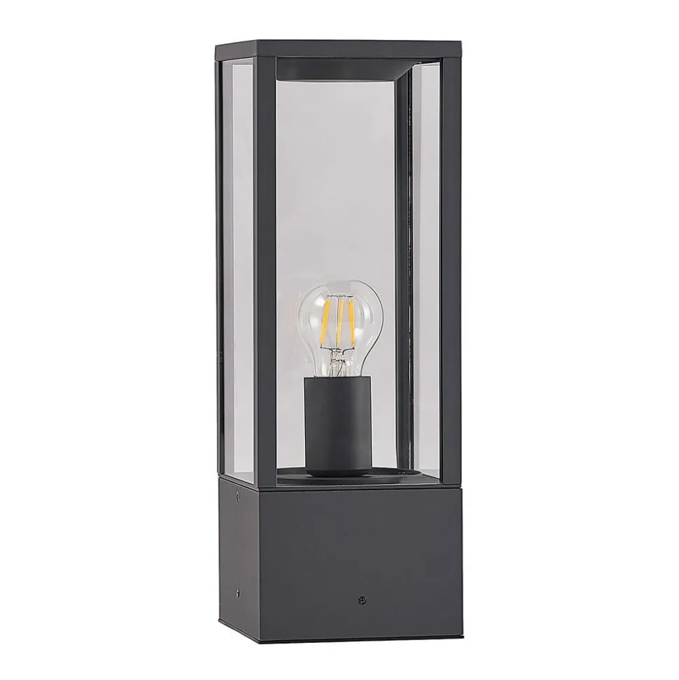 Lindby Peldar sokkellamp, hoogte 40 cm, antraciet, glas