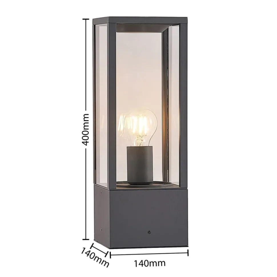 Lindby Peldar sokkellamp, hoogte 40 cm, antraciet, glas