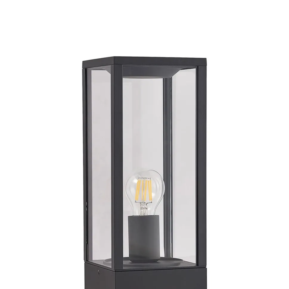 Lindby Peldar sokkellamp, hoogte 40 cm, antraciet, glas