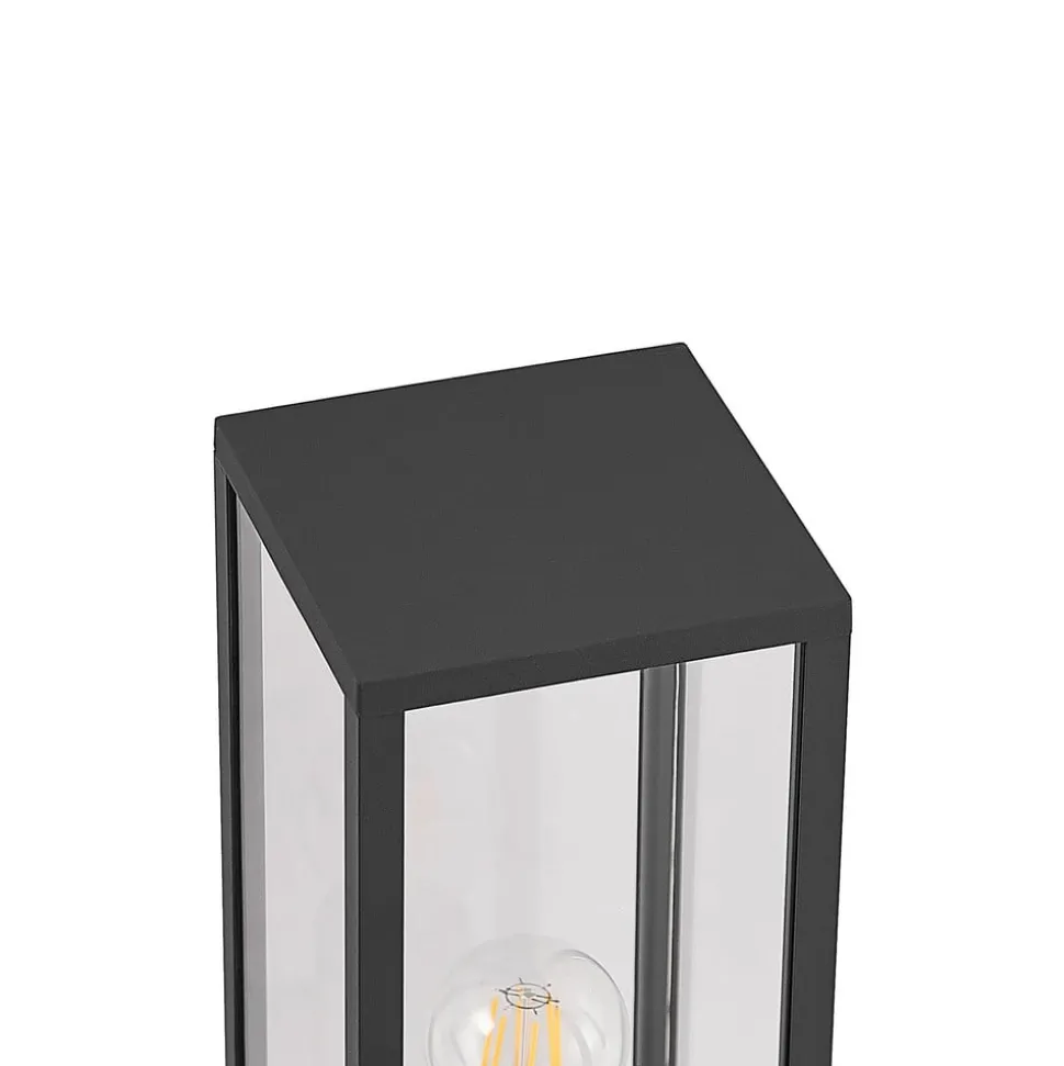 Lindby Peldar sokkellamp, hoogte 40 cm, antraciet, glas