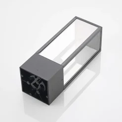 Lindby Peldar sokkellamp, hoogte 40 cm, antraciet, glas