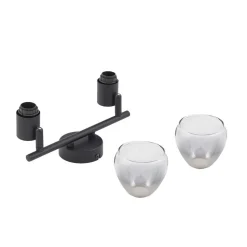 Lindby Pendura plafondlamp, 2-lamps, zwart, glas