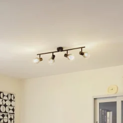 Lindby Pendura plafondlamp, 4-lamps, zwart, glas