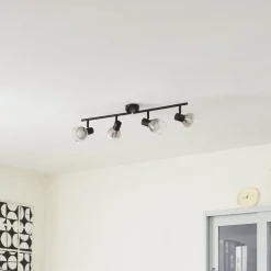 Lindby Pendura plafondlamp, 4-lamps, zwart, glas