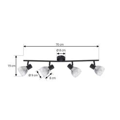 Lindby Pendura plafondlamp, 4-lamps, zwart, glas