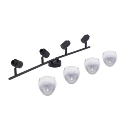 Lindby Pendura plafondlamp, 4-lamps, zwart, glas