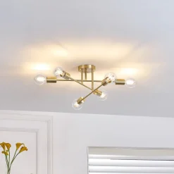 Lindby plafondlamp Aloria, 6-lamps, goud, metaal, E27