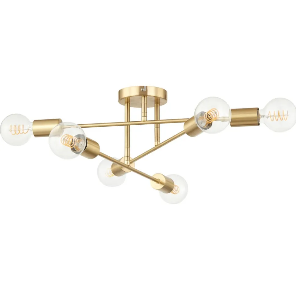 Lindby plafondlamp Aloria, 6-lamps, goud, metaal, E27