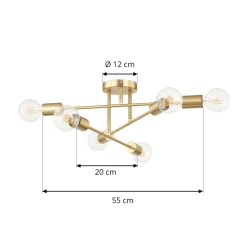 Lindby plafondlamp Aloria, 6-lamps, goud, metaal, E27