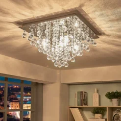 Lindby plafondlamp Annica, hoekig, chroom, metaal, 42cm