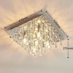 Lindby plafondlamp Annica, hoekig, chroom, metaal, 42cm