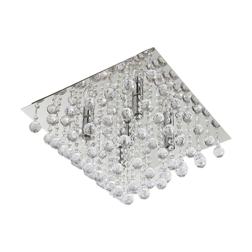 Lindby plafondlamp Annica, hoekig, chroom, metaal, 42cm