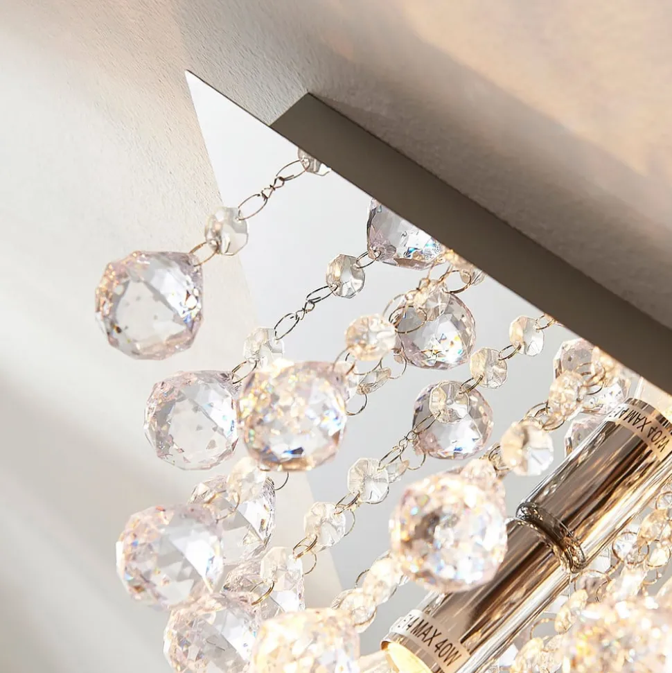 Lindby plafondlamp Annica, hoekig, chroom, metaal, 42cm