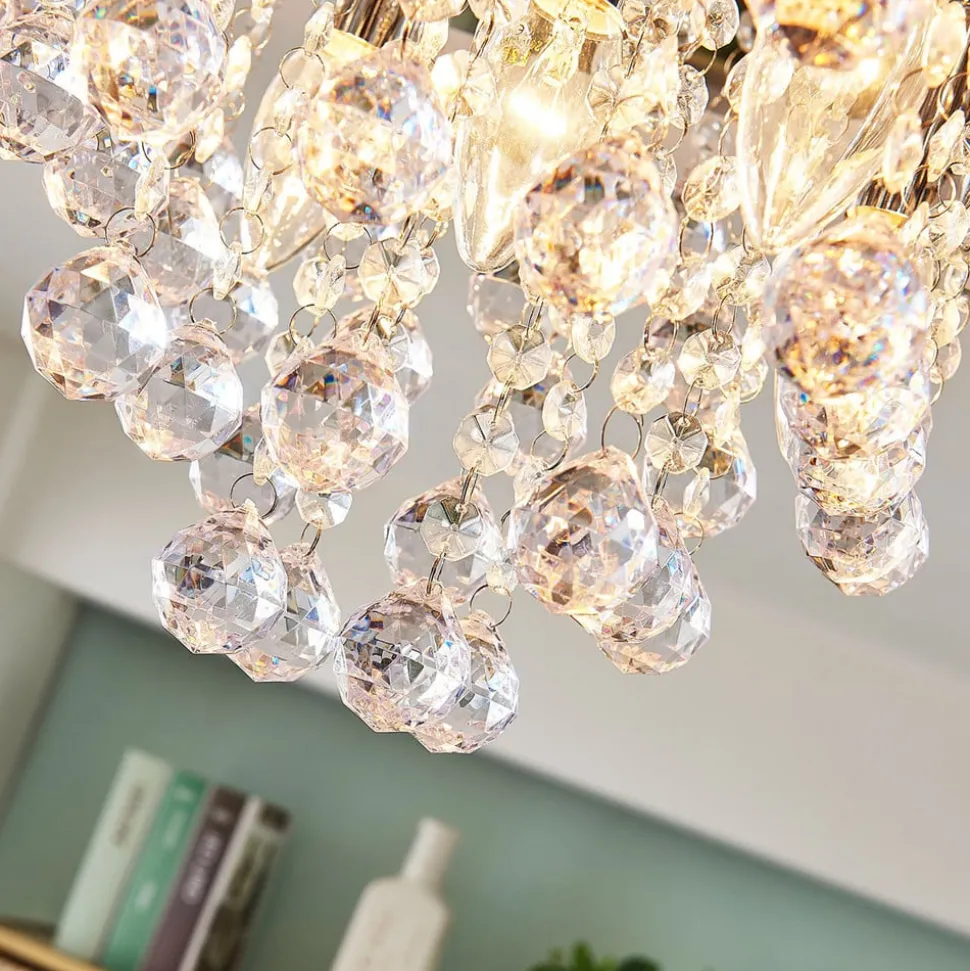 Lindby plafondlamp Annica, hoekig, chroom, metaal, 42cm