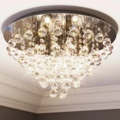 Lindby plafondlamp Annica, rond, chroom, metaal, Ø 46cm