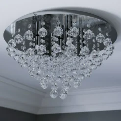 Lindby plafondlamp Annica, rond, chroom, metaal, Ø 46cm