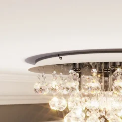 Lindby plafondlamp Annica, rond, chroom, metaal, Ø 46cm