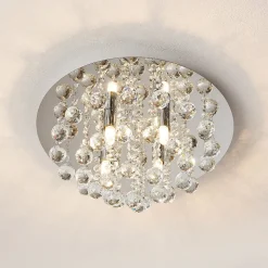Lindby plafondlamp Antonino, 4-lamps, chroom, kristal, 35cm