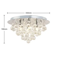 Lindby plafondlamp Antonino, 4-lamps, chroom, kristal, 35cm