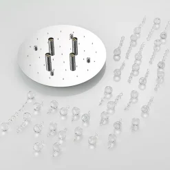 Lindby plafondlamp Antonino, 4-lamps, chroom, kristal, 35cm