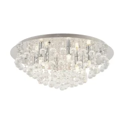 Lindby plafondlamp Antonino, 8-lamps, chroom, kristal, 55cm
