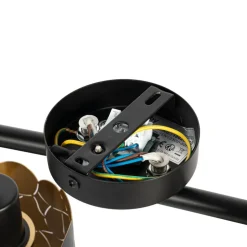 Lindby plafondlamp Aralena, zwart/goud, 3-lamps, lengte 70cm